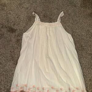Free People White and Pink Embroidered Midi Dress